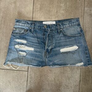 Iro Gacily Chain Embellish Distress Denim Shorts Size 25